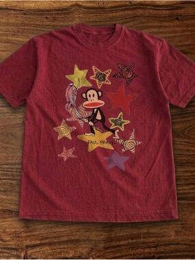 Paul Frank Red Short Sleeve Monkey Star Graphic Tee T-Shirt